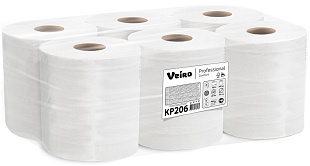 Бумажные полотенца в рулонах с центральной вытяжкой Veiro Professional Comfort белые двухслойные (6 рул х 180 м)
